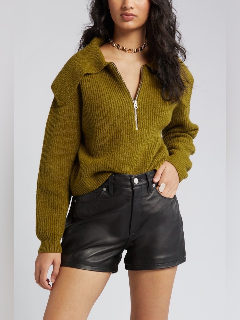 Nordstrom’s Open Edit Wide Collar Half Zip Wide Collar Sweater Size Small